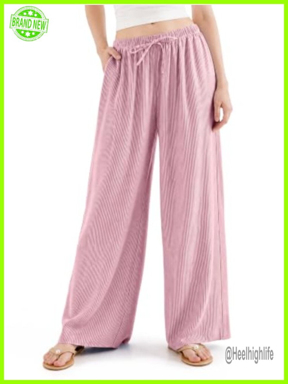 Wide Leg Linen Blend Palazzo Lounge Pants High Waist with Pockets